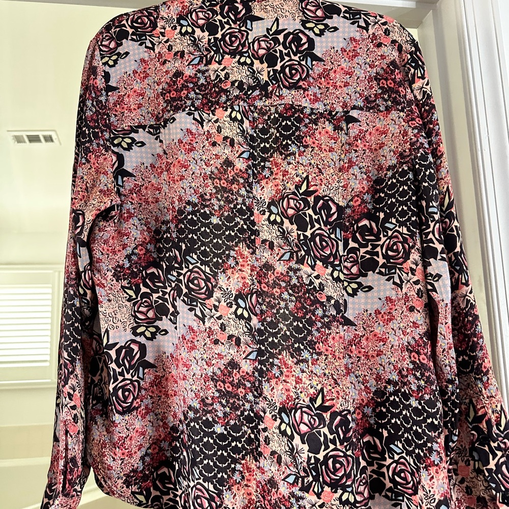 Floral Women's Top - Black and Pink